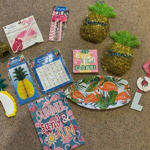 Summer Flamingo Party Decorations - Pink & Green